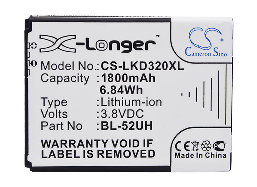 CS-LKD320XL : Battery for LG Optimus L70, D320, MS323 and others - Replaces LG BL-52UH, EAC62258202, BL-52UHB