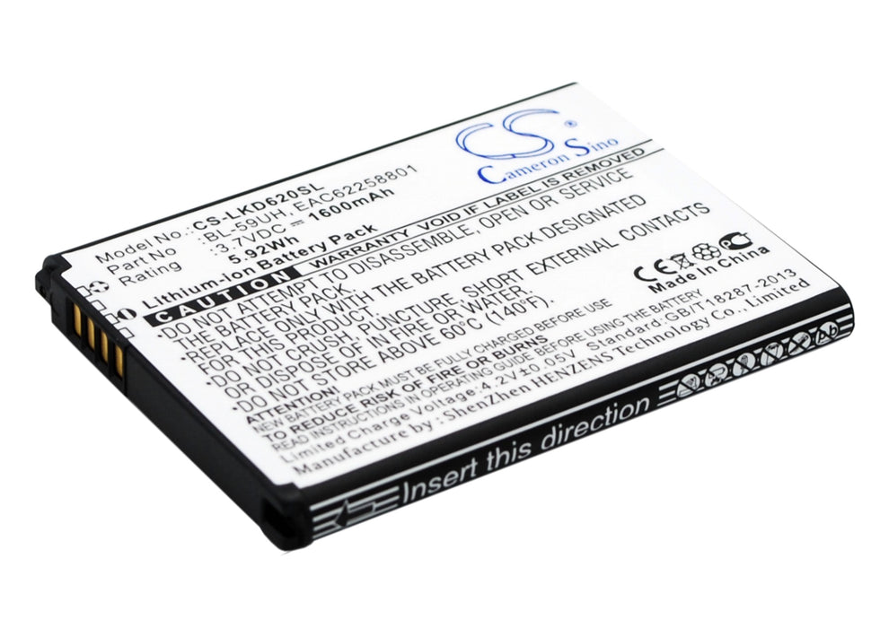 CS-LKD620SL : Battery for LG Optimus G2 Mini, D620, D620R and others - Replaces LG BL-59UH, EAC62258801, EAC62258701