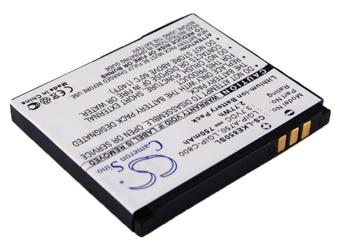 CS-LKE850SL : Battery for LG KE820, KE850, KG99 and others - Replaces LG LGIP-A750, LGIP-C800