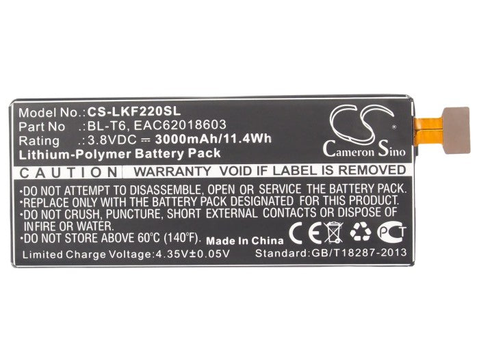 CS-LKF220SL : Battery for LG Optimus GK, F220S, F220K and others - Replaces LG BL-T6, EAC62018603