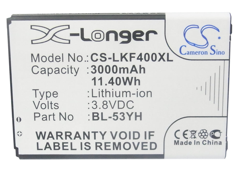 CS-LKF400XL : Battery for LG G3, D855, D855 LTE and others - Replaces LG BL-53YH, EAC62378905