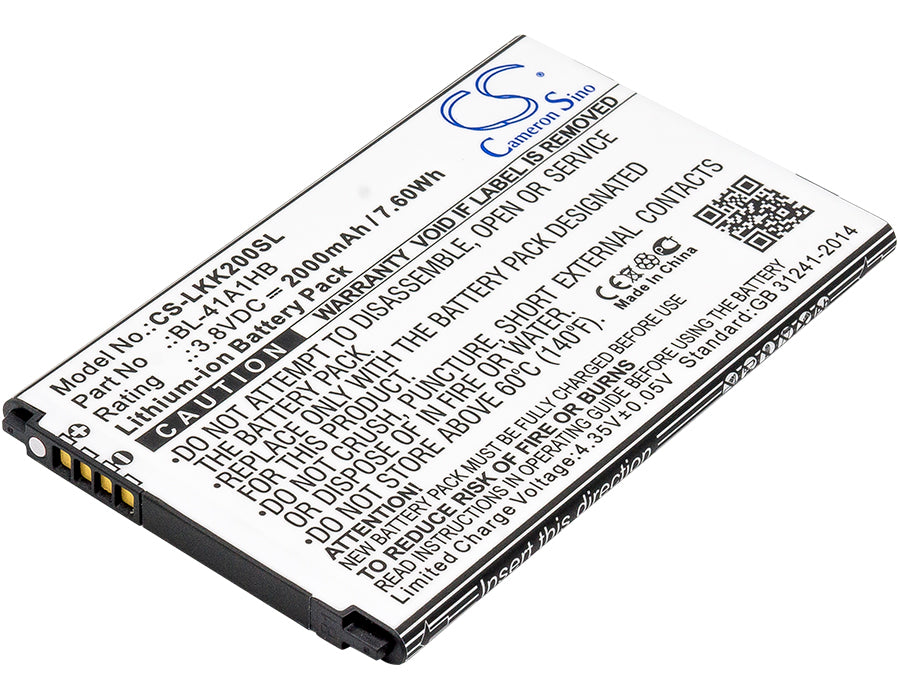 CS-LKK200SL : Battery for LG X Style, K200, K200ds and others - Replaces LG BL-41A1HB, EAC63319901