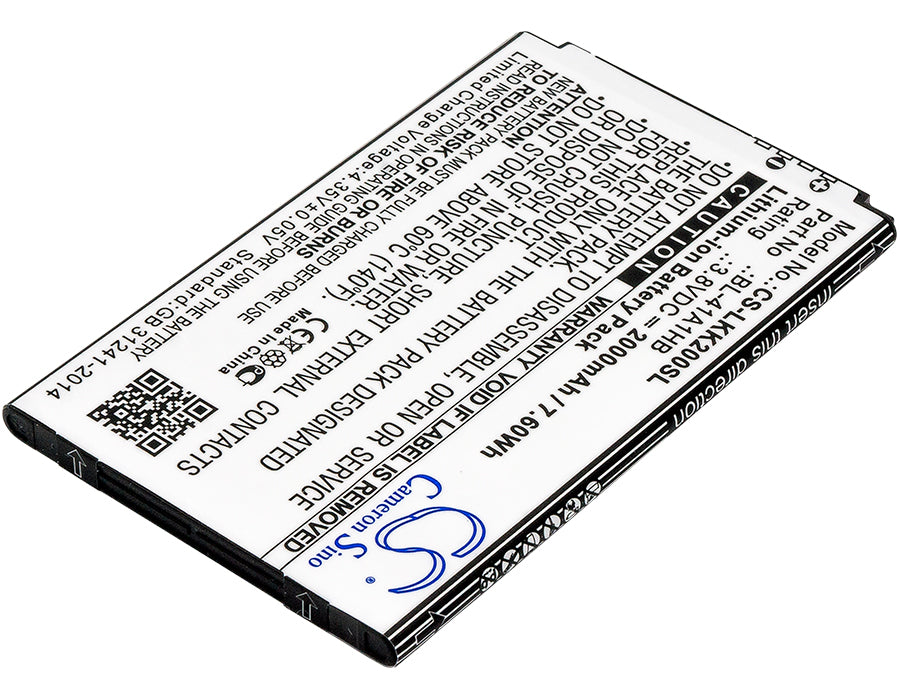 CS-LKK200SL : Battery for LG X Style, K200, K200ds and others - Replaces LG BL-41A1HB, EAC63319901