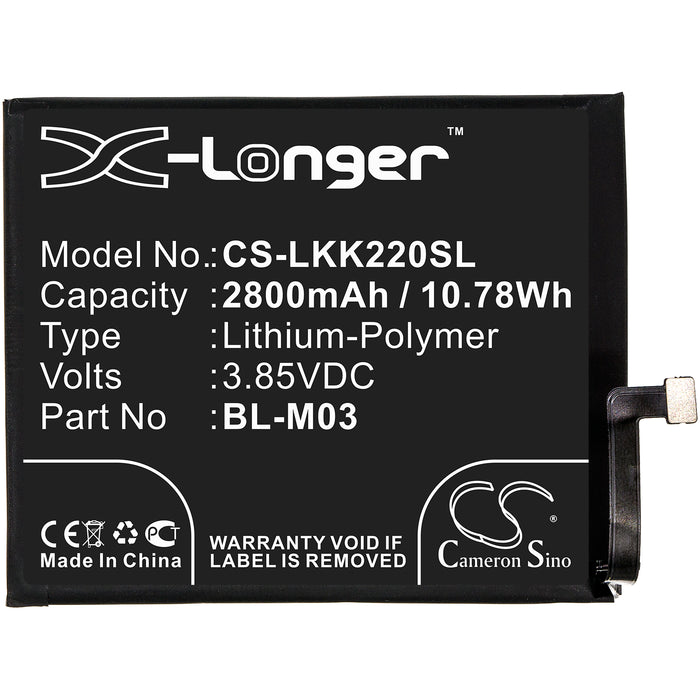 CS-LKK220SL : Battery for LG K22 2020, LMK200BMW, K200BMW and others - Replaces LG BL-M03, EAC64791001