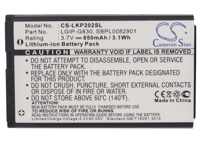 CS-LKP202SL : Battery for LG KG120, KP202, KG202 and others - Replaces LG LGIP-G830