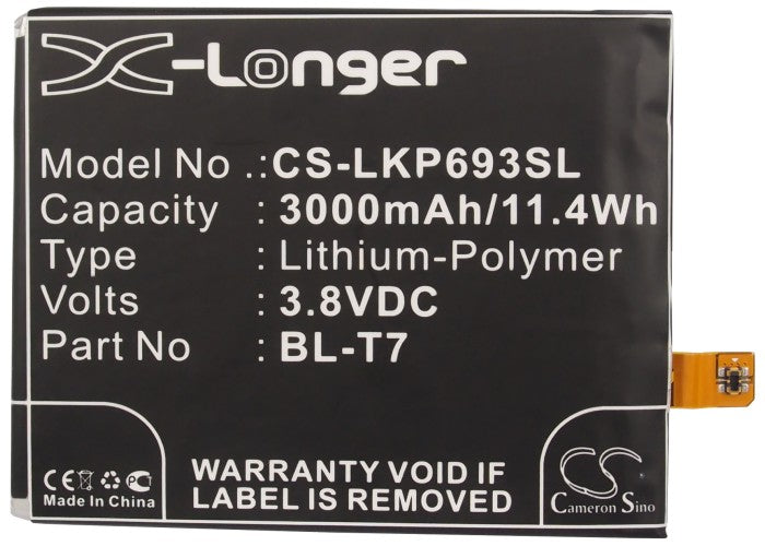 CS-LKP693SL : Battery for LG Optimus G2, D802TA, DS1203 and others - Replaces LG BL-T7