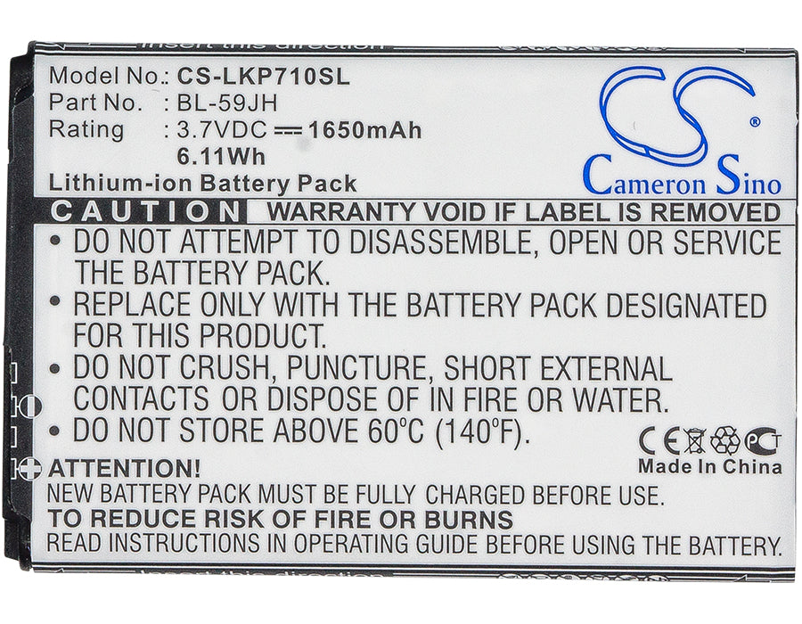 CS-LKP710SL : Battery for Verizon ENACT, Lucid 2, VS870 - Replaces Verizon EAC61998402, BL-59JH