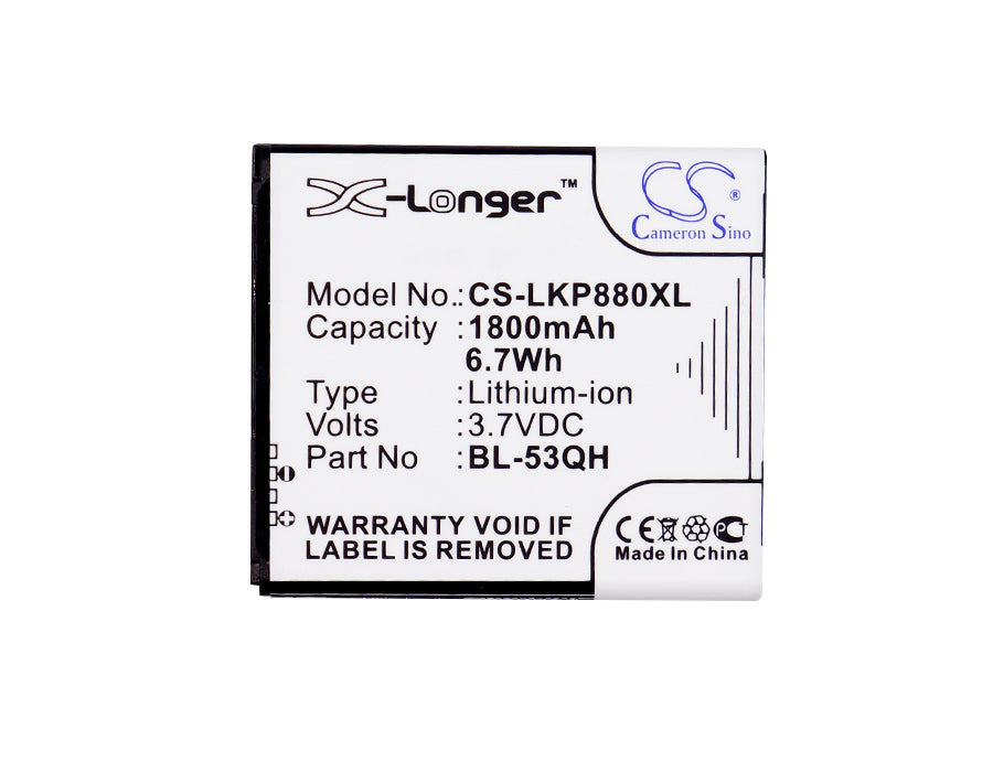 CS-LKP880XL : Battery for LG P880, Optimus 4X HD, Optimus LTE II and others - Replaces LG BL-53QH, EAC61878605, EAC61898401 and others