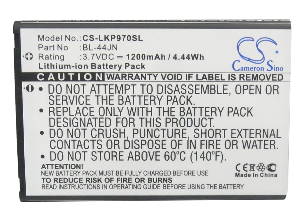 CS-LKP970SL : Battery for T-Mobile LGE739, myTouch - Replaces LG BL-44JN, EAC61679601, 1ICP5/44/65 and others