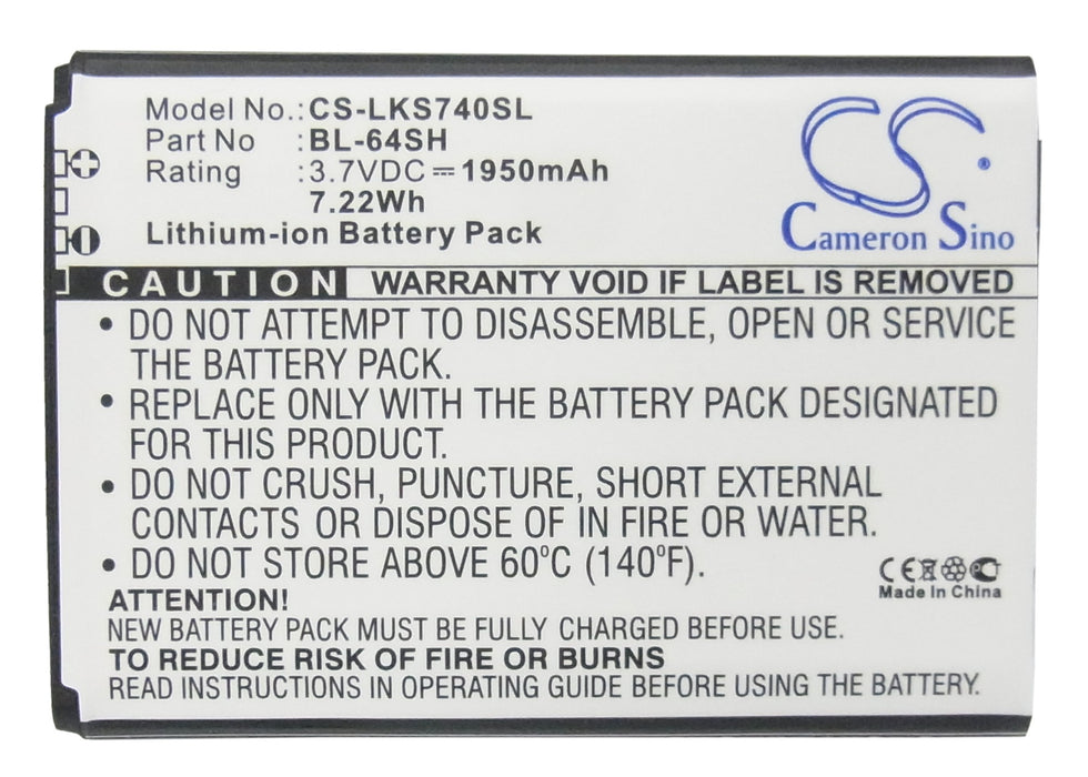 CS-LKS740SL : Battery for LG LS740, VOLT, Volt 2 and others - Replaces LG BL-64SH