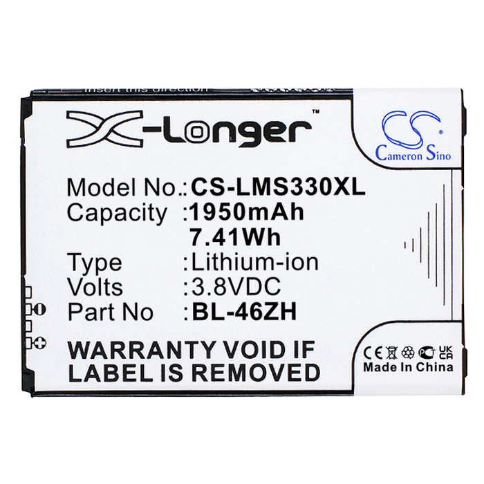 CS-LMS330XL : Battery for LG Treasure, L51AL, Escape 3 and others - Replaces LG BL-46ZH, EAC63079701