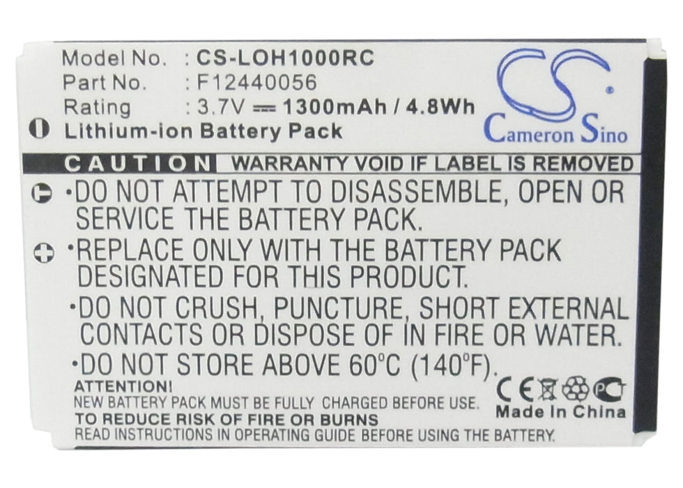 CS-LOH1000RC : Battery for Logitech Harmony 1000 Remote, Harmony 1100 Remote, Harmony 1100i Remote and others - Replaces Logitech F12440056, K398, 190582-0000 and others