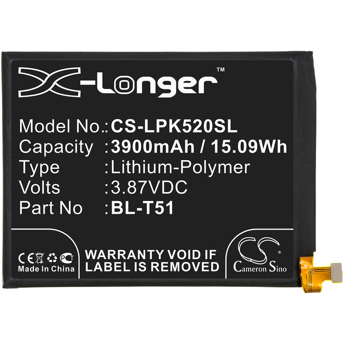 CS-LPK520SL : Battery for LG K52, LMK525BMW, K62+ 2020 and others - Replaces LG BL-T51, EAC64788701