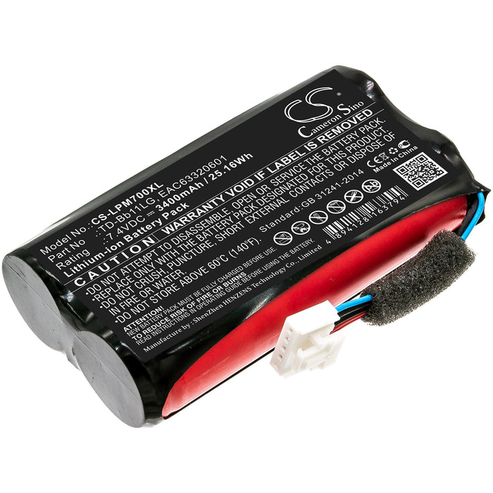 CS-LPM700XL : Battery for LG Music Flow P7, NP7550, PJ9 and others - Replaces LG TD-Bb11LG, EAC63320601, EAC63918901