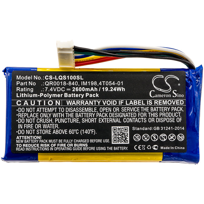 CS-LQS100SL : Battery for Qolsys IQ Panel - Replaces Qolsys QR0018-840, IM198, 4T054-01