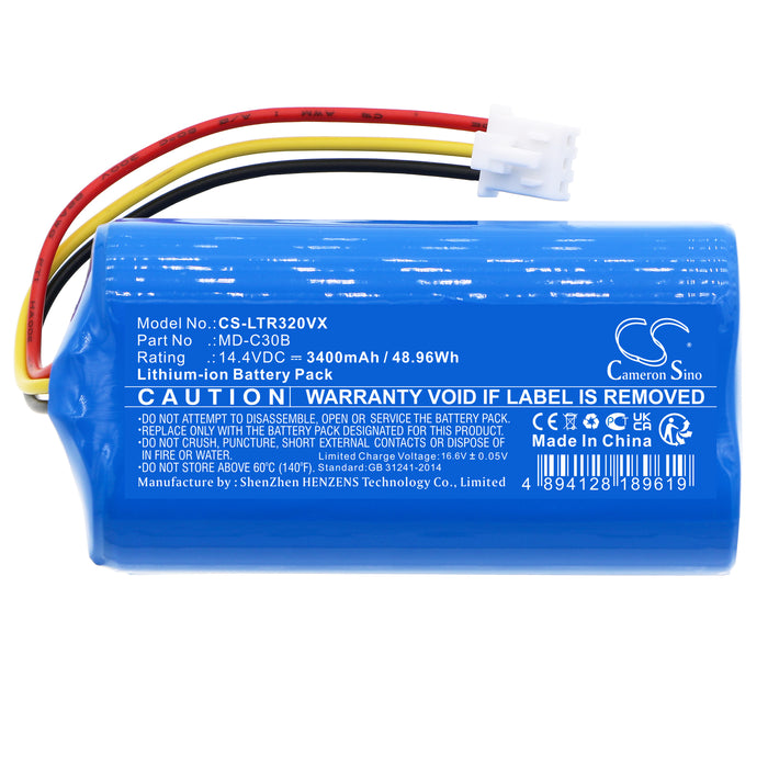 CS-LTR320VX : Battery for Liectroux E30, C30B, C30B 2D and others - Replaces Liectroux MD-C30B