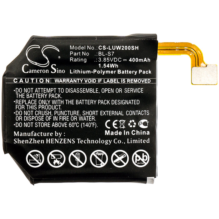 CS-LUW200SH : Battery for LG Watch Urbane 2nd Edition LTE, W200, W280 and others - Replaces LG BL-S7