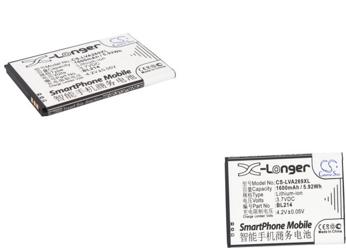 CS-LVA269XL : Battery for Lenovo A208t, A305e, A269 and others - Replaces Lenovo BL214, BL203