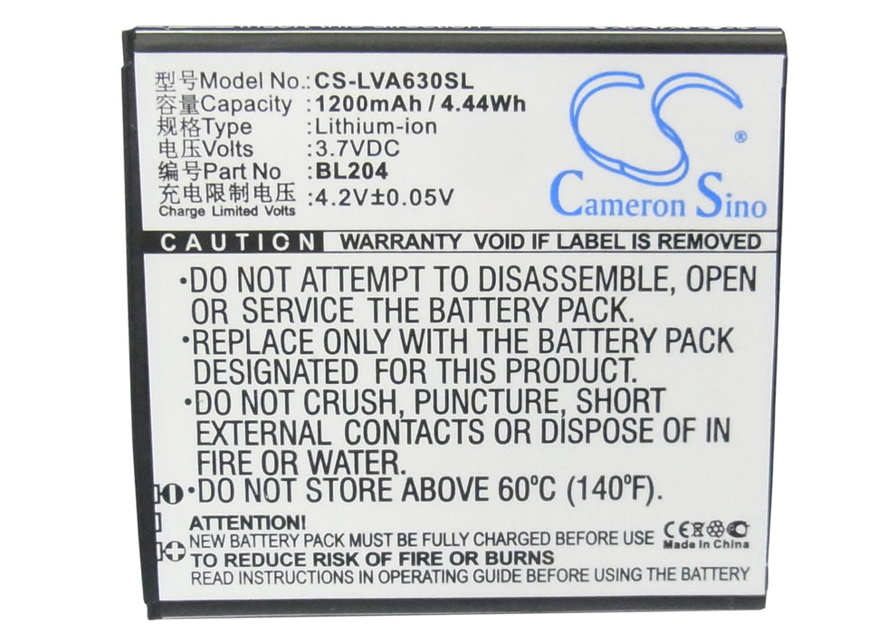 CS-LVA630SL : Battery for Lenovo A586, A765e, A630T and others - Replaces Lenovo BL204