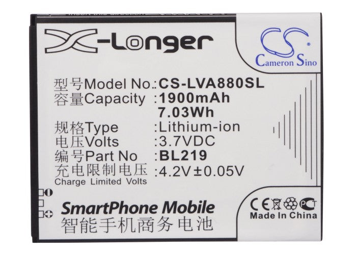 CS-LVA880SL : Battery for Lenovo A880, A889, A388t and others - Replaces Lenovo BL219