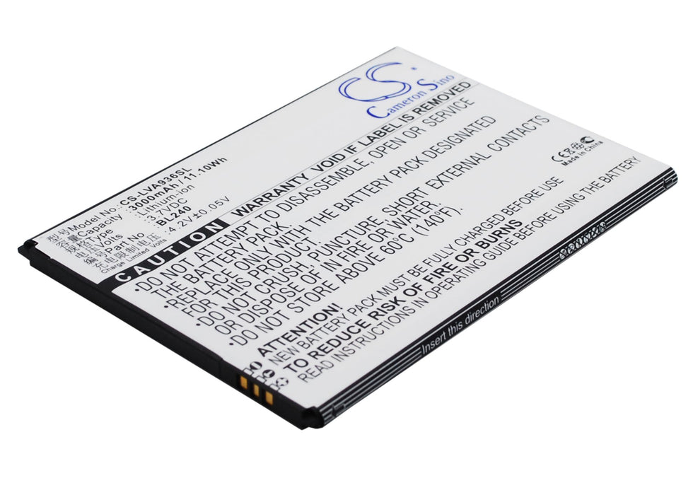 CS-LVA936SL : Battery for Lenovo A936 - Replaces Lenovo BL240