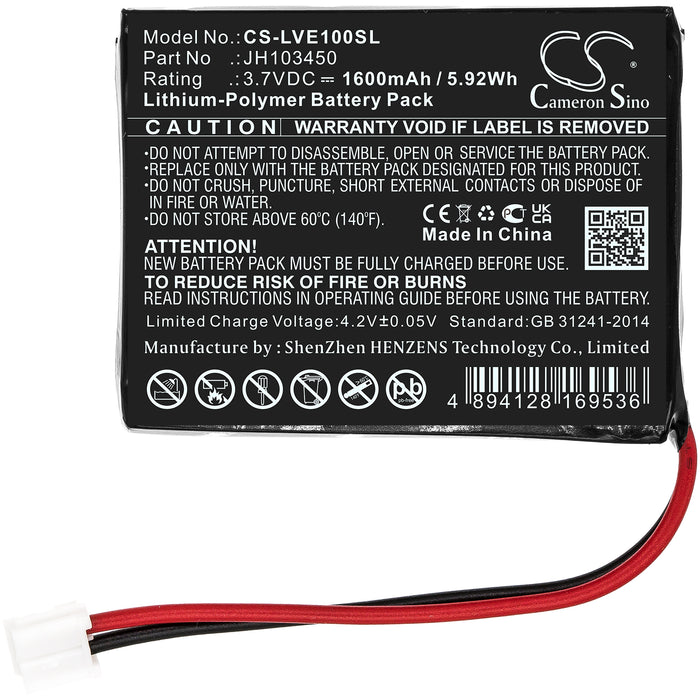 CS-LVE100SL : Battery for Levana Palm, Jena - Replaces Levana JH103450