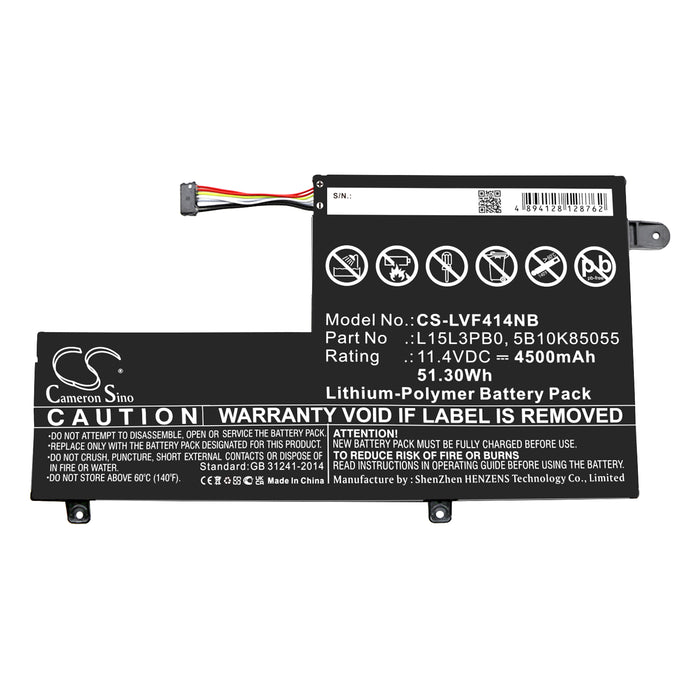 CS-LVF414NB : Battery for Lenovo Flex 4 1470, Flex 4 1480, 80SA0002US and others - Replaces Lenovo L15L3PB0, 5B10K85055, 5B10K84492 and others