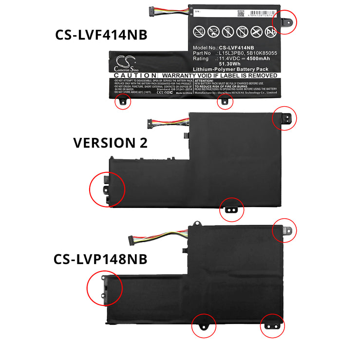 CS-LVF414NB : Battery for Lenovo Flex 4 1470, Flex 4 1480, 80SA0002US and others - Replaces Lenovo L15L3PB0, 5B10K85055, 5B10K84492 and others