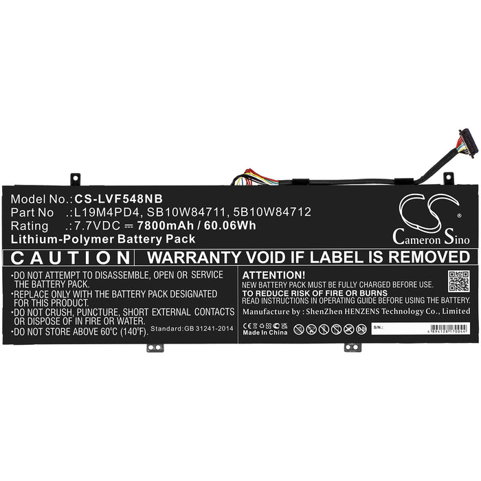 CS-LVF548NB : Battery for Lenovo Flex 5G, Flex 5G-14Q8CX05(81XE/82AK) - Replaces Lenovo L19M4PD4, SB10W84711, 5B10W84712