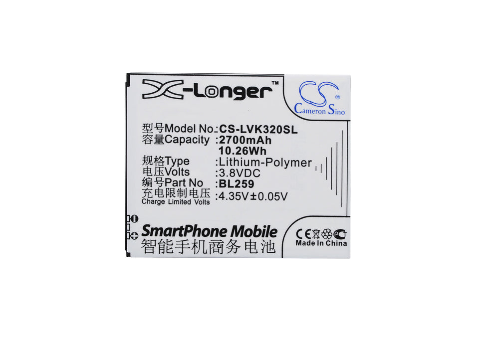 CS-LVK320SL : Battery for Lenovo Lemon 3, Lemon 3 Dual SIM TD-LTE, K32C36 - Replaces Lenovo BL259