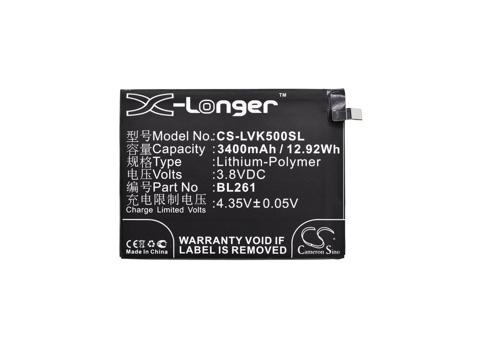 CS-LVK500SL : Battery for Lenovo K5 Note, K52t38, Lemon K5 Note Dual SIM TD-LTE and others - Replaces Lenovo BL261