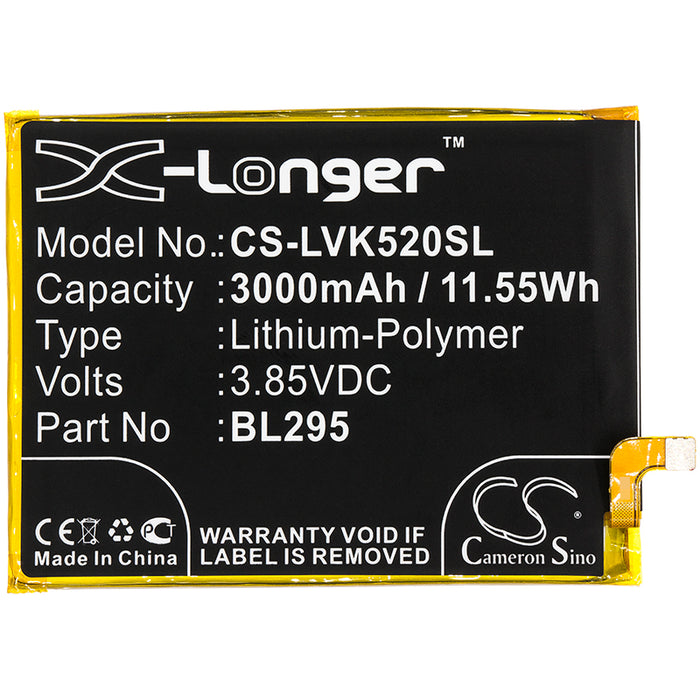 CS-LVK520SL : Battery for Lenovo K5s, K5s TD-LTE Dual SIM, PADL0006CN - Replaces Lenovo BL295