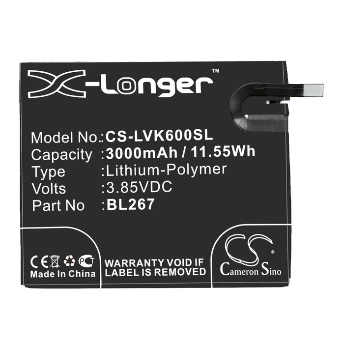 CS-LVK600SL : Battery for Lenovo Vibe K6 - Replaces Lenovo BL267