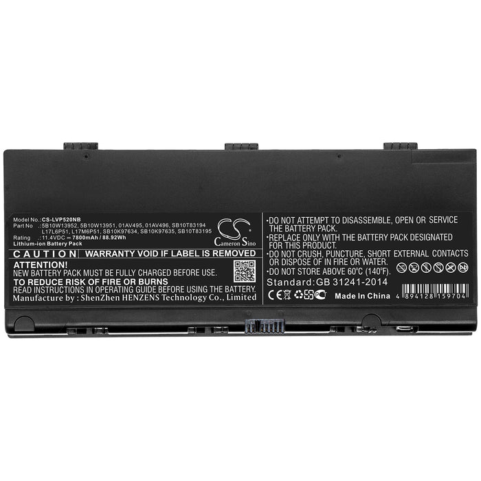 CS-LVP520NB : Battery for Lenovo Thinkpad P52, ThinkPad P52 L00, ThinkPad P52(20M9A012CD) and others - Replaces Lenovo 5B10W13952, 01AV495, 01AV496 and others