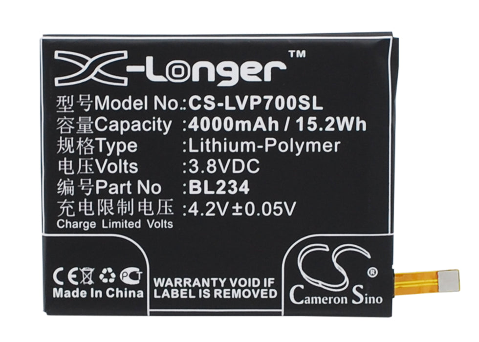 CS-LVP700SL : Battery for Lenovo P70t, VIBE P1m, A5000 DUAL - Replaces Lenovo BL234