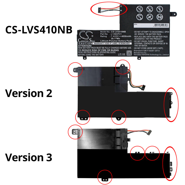 CS-LVS410NB : Battery for Lenovo S41, S41-70, S41-70AM and others - Replaces Lenovo L14L2P21, 5B10G78610, 5B10G78612 and others