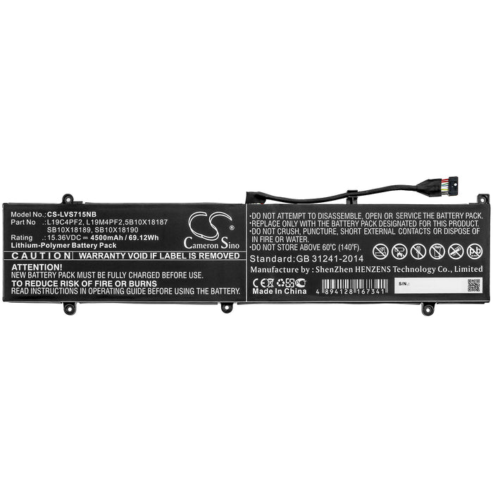 CS-LVS715NB : Battery for Lenovo Yoga Slim 7 15, Yoga Slim 7-15IMH05 - Replaces Lenovo L19C4PF2, 5B10X18187, L19M4PF2 and others