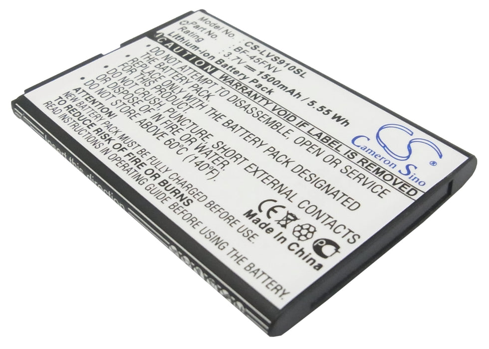 CS-LVS910SL : Battery for Verizon Revolution 4G, VS910, Revolution - Replaces LG BF-45FNV, SBPL0103102