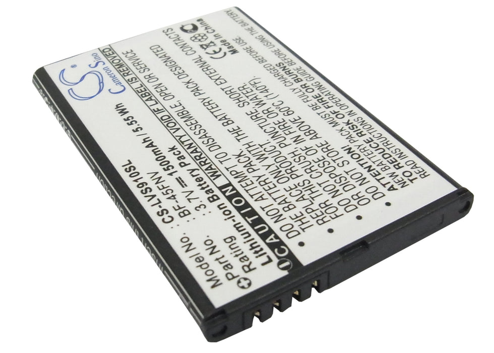 CS-LVS910SL : Battery for Verizon Revolution 4G, VS910, Revolution - Replaces LG BF-45FNV, SBPL0103102