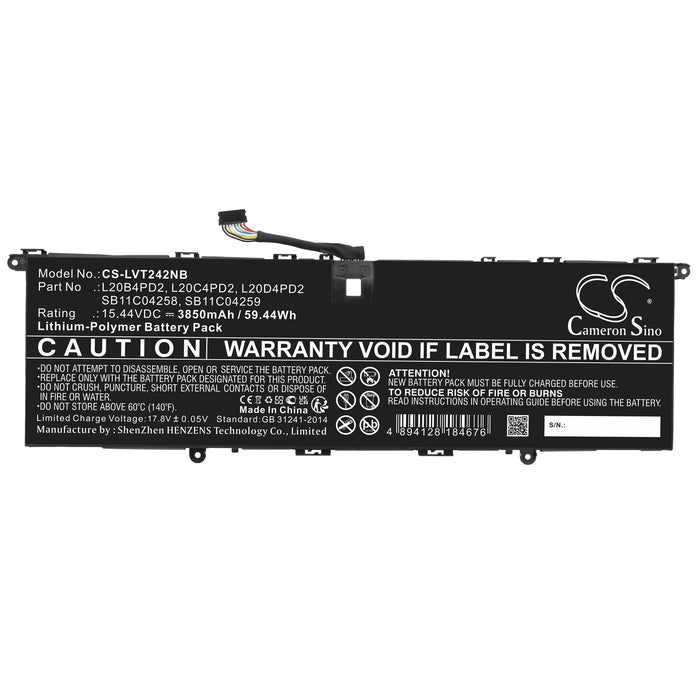 CS-LVT242NB : Battery for Lenovo ThinkBook 14p G2 ACH 20YN000LUS, ThinkBook 14p G2 ACH 20YN001DKR, ThinkBook 14p G2 ACH 20YN001VKR and others - Replaces Lenovo L20B4PD2, L20C4PD2, L20D4PD2 and others