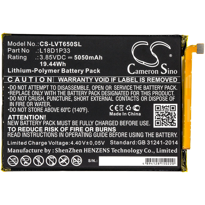 CS-LVT650SL : Battery for Lenovo Tab V7, PB-6505M - Replaces Lenovo L18D1P33