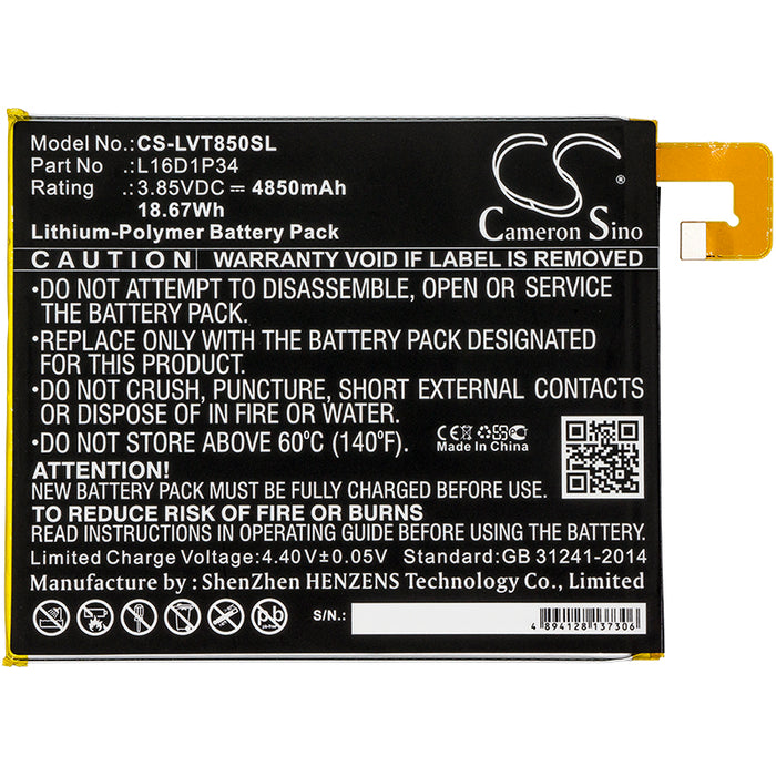 CS-LVT850SL : Battery for Lenovo Tab 4, Tab4, ZA2B0009US and others - Replaces Lenovo L16D1P34