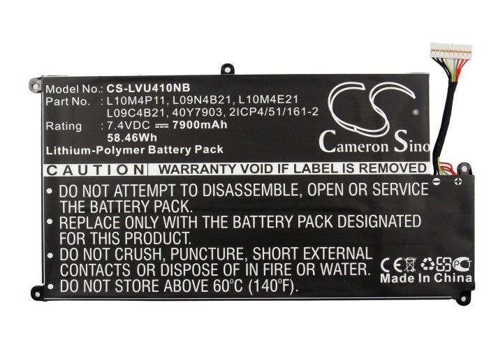 CS-LVU410NB : Battery for Lenovo IdeaPad U410, IdeaPad U410 25-203730, IdeaPad U410 i5-3317U and others - Replaces Lenovo L10M4P11, L10M4E21, L09C4B21 and others