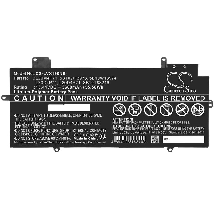 CS-LVX190NB : Battery for Lenovo ThinkPad X1 Carbon Gen 9-20XW005JGM, ThinkPad X1 Yoga Gen 6 20XY004PMX, ThinkPad X1 Yoga Gen 6 20XY003BAT and others - Replaces Lenovo 5B10W13973, 5B10W13974, 5B10W13975 and others