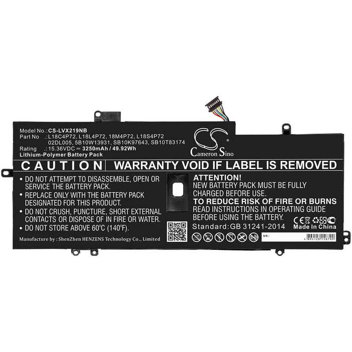 CS-LVX219NB : Battery for Lenovo ThinkPad X1 Carbon 2019, ThinkPad X1 Carbon G7 2020, ThinkPad X1 Carbon 2019-20QE000VGE and others - Replaces Lenovo 02DL005, 5B10W13931, L18L4P72 and others