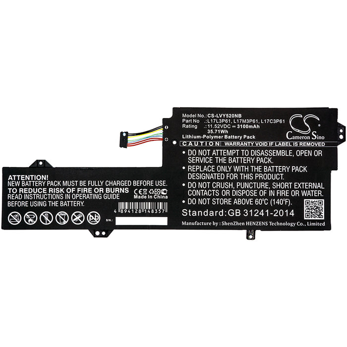 CS-LVY520NB : Battery for Lenovo Yoga 520-12, Yoga 520 12, IdeaPad 320S-13IKB and others - Replaces Lenovo L17L3P61, L17M3P61, L17C3P61