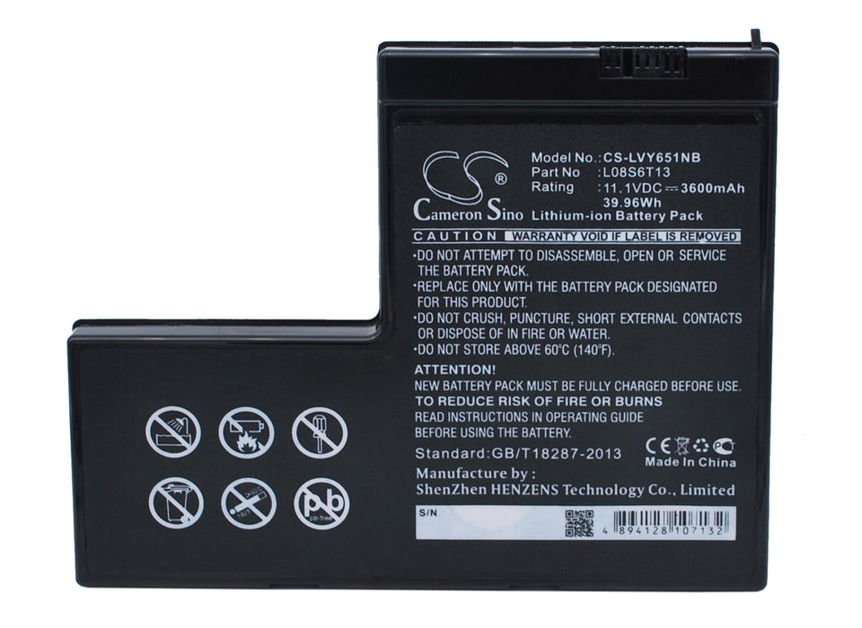 CS-LVY651NB : Battery for Lenovo IdeaPad Y650, IdeaPad Y650 4185, IdeaPad Y650A - Replaces Lenovo L08S6T13, 42T4575, 42T4576