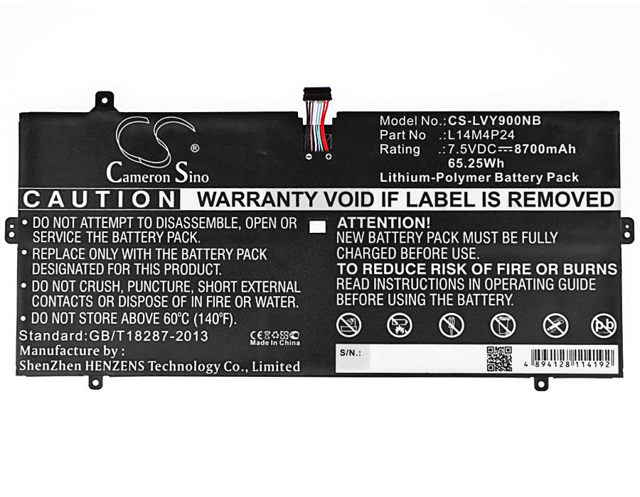 CS-LVY900NB : Battery for Lenovo Yoga 900, Yoga 4 Pro, YOGA900 and others - Replaces Lenovo L14M4P24, 5B10H43261, L14L4P24 and others