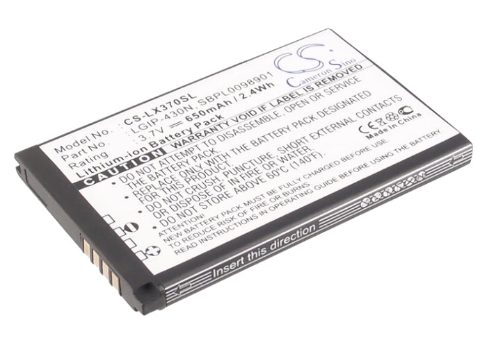 CS-LX370SL : Battery for LG LX370, LX370 Slider, LX290 and others - Replaces LG LGIP-430N, SBPL0098901