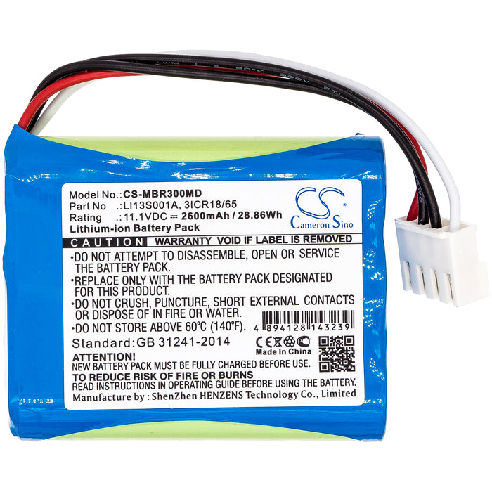 CS-MBR300MD : Battery for Mindray BeneHeart R3, BeneHeart R3A, uMEC10 and others - Replaces Mindray LI13S001A, 3ICR18/65, 022-000122-00 and others